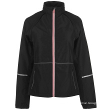 Wholesale women 2 in 1 running jacket windbreaker for ladies with reflective details lightweight sport jacket 100 polyester